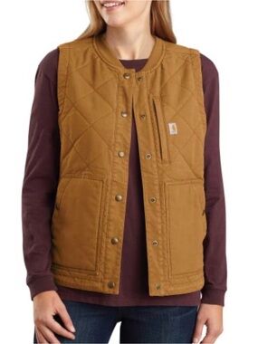 Carhartt 104423 - Women's Rugged Flex® Canvas Rib Collar Vest Size Large
